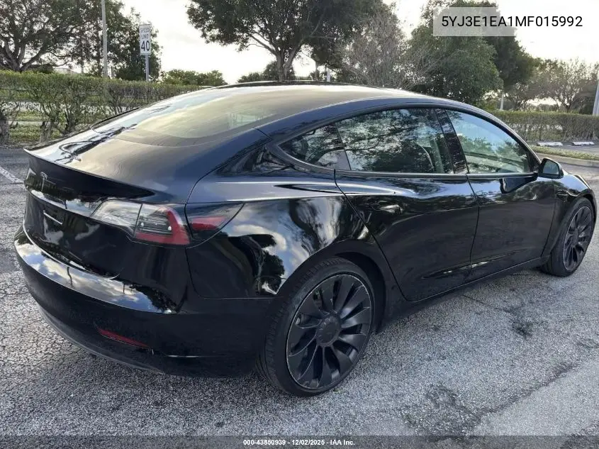 5YJ3E1EA1MF015992 2021 Tesla Model 3 Standard Range Plus Rear-Wheel Drive