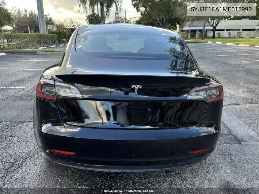 5YJ3E1EA1MF015992 2021 Tesla Model 3 Standard Range Plus Rear-Wheel Drive