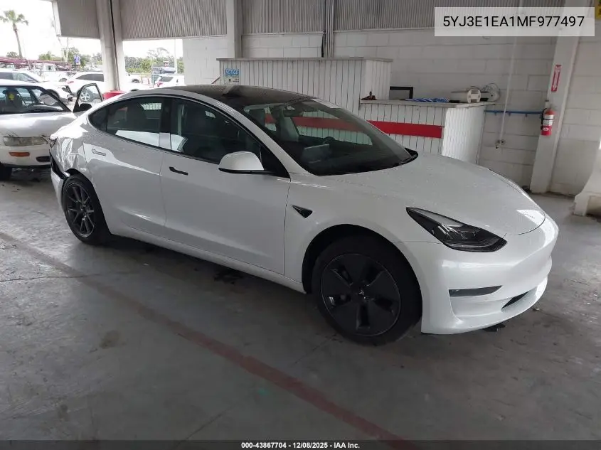 5YJ3E1EA1MF977497 2021 Tesla Model 3 Standard Range Plus Rear-Wheel Drive
