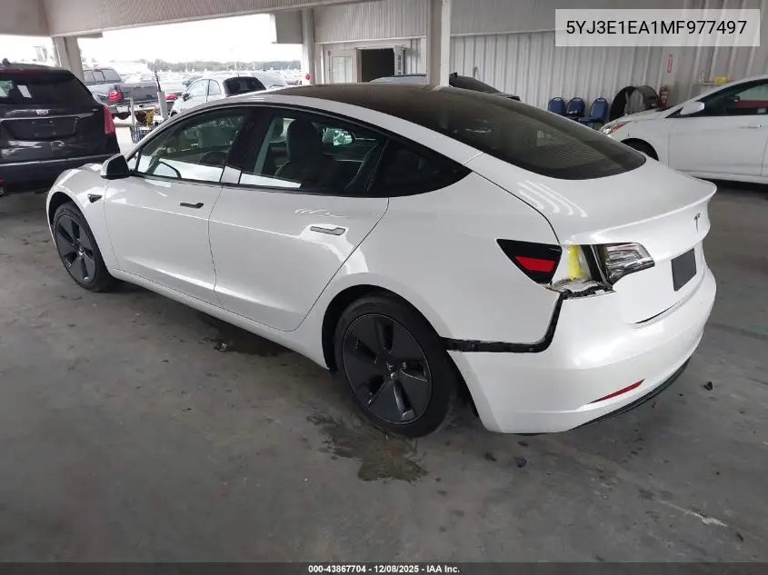 5YJ3E1EA1MF977497 2021 Tesla Model 3 Standard Range Plus Rear-Wheel Drive