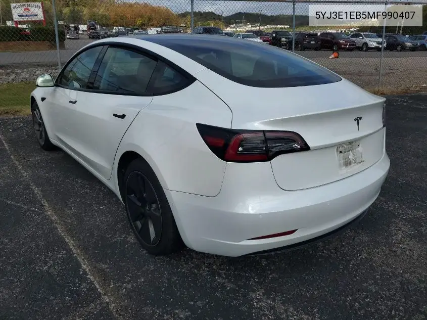 5YJ3E1EB5MF990407 2021 Tesla Model 3 Long Range Dual Motor All-Wheel Drive
