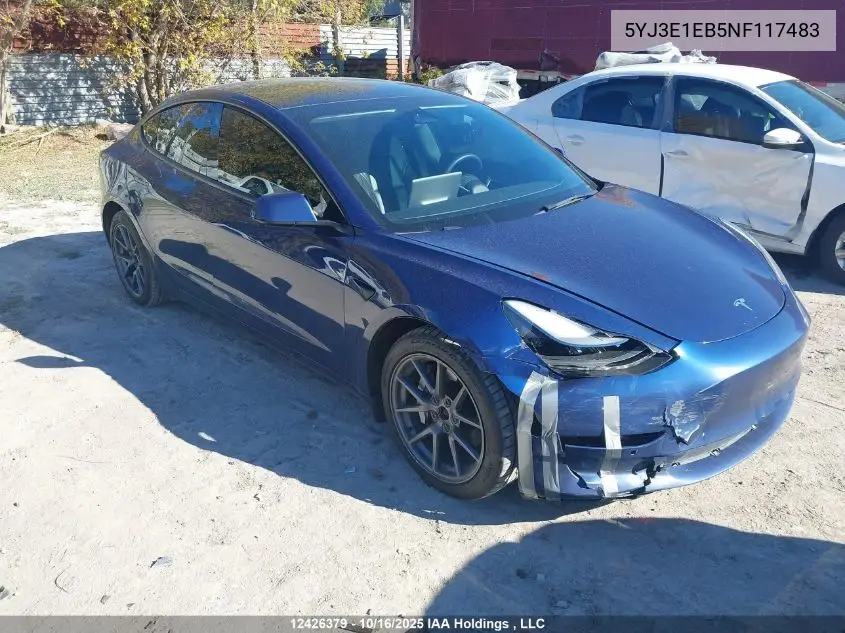 5YJ3E1EB5NF117483 2022 Tesla Model 3