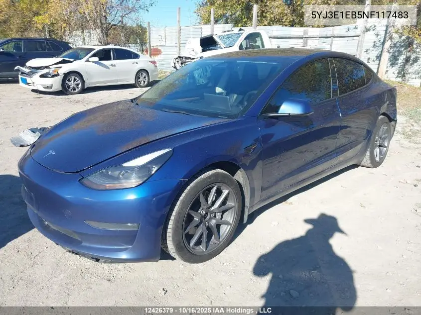 5YJ3E1EB5NF117483 2022 Tesla Model 3