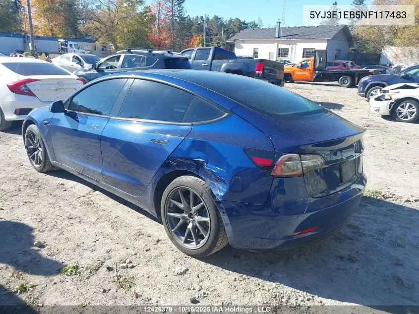 5YJ3E1EB5NF117483 2022 Tesla Model 3