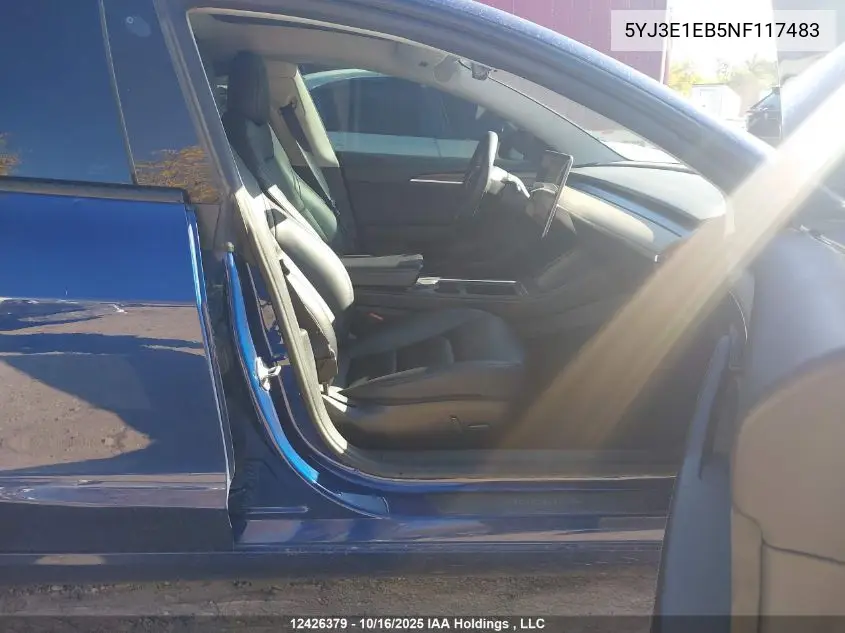 5YJ3E1EB5NF117483 2022 Tesla Model 3