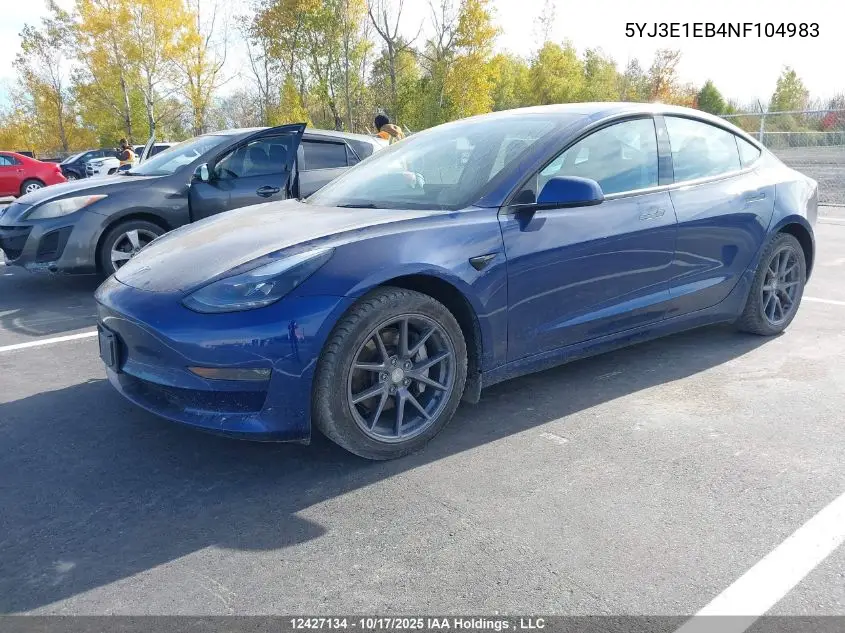 5YJ3E1EB4NF104983 2022 Tesla Model 3 Long Range