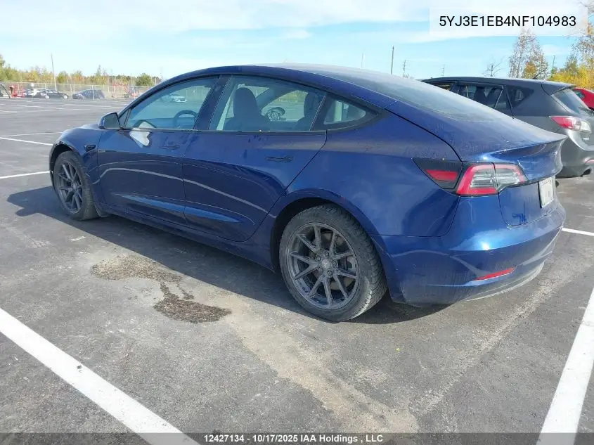 5YJ3E1EB4NF104983 2022 Tesla Model 3 Long Range