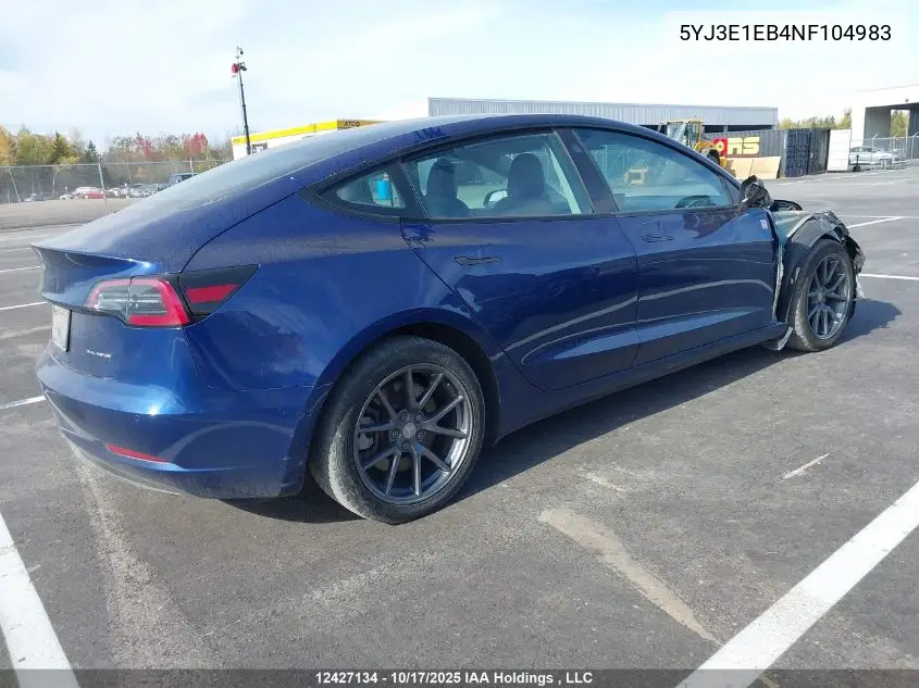 5YJ3E1EB4NF104983 2022 Tesla Model 3 Long Range