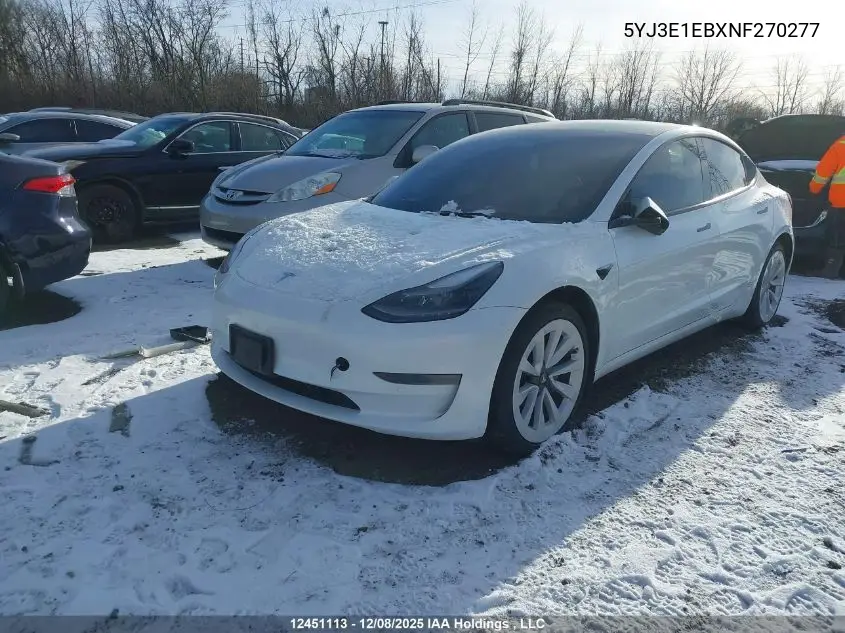 5YJ3E1EBXNF270277 2022 Tesla Model 3 Long Range