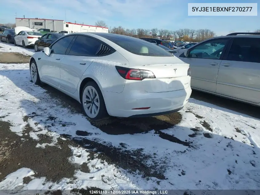 5YJ3E1EBXNF270277 2022 Tesla Model 3 Long Range