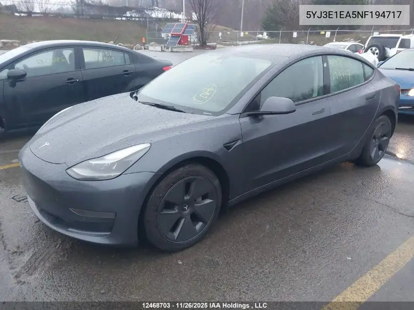 5YJ3E1EA5NF194717 2022 Tesla Model 3
