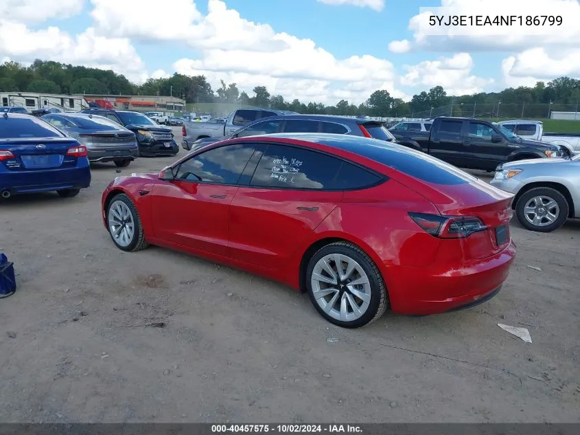 5YJ3E1EA4NF186799 2022 Tesla Model 3