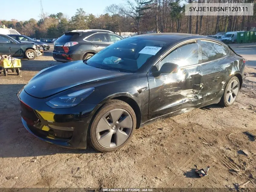 5YJ3E1EB5NF120111 2022 Tesla Model 3 Long Range Dual Motor All-Wheel Drive
