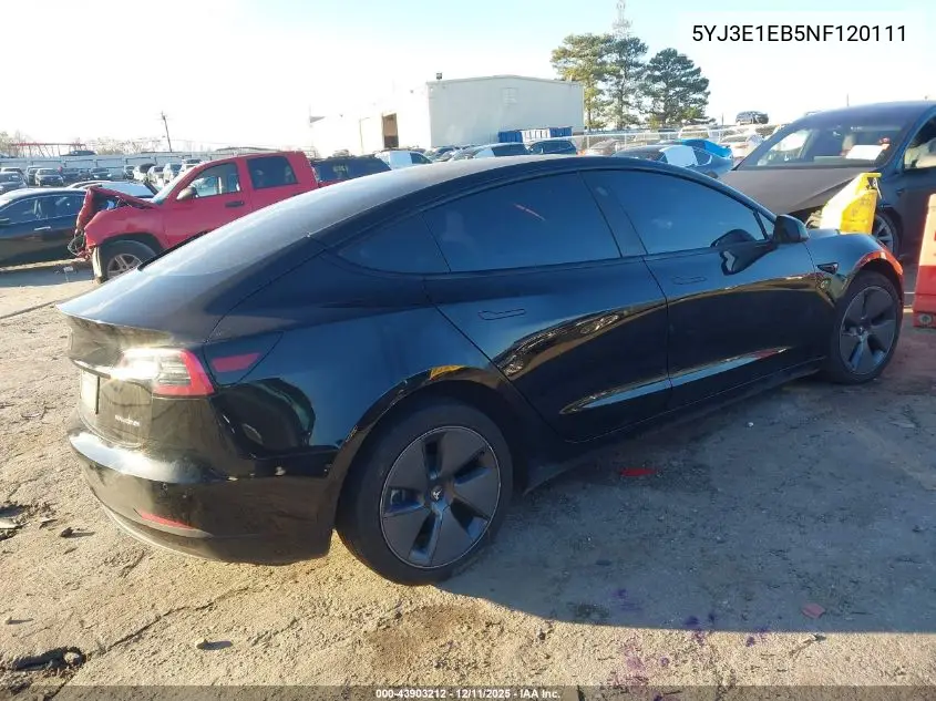 5YJ3E1EB5NF120111 2022 Tesla Model 3 Long Range Dual Motor All-Wheel Drive