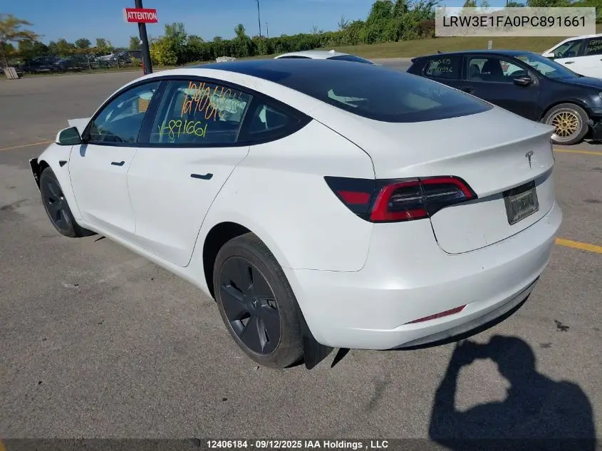 LRW3E1FA0PC891661 2023 Tesla Model 3 Rwd