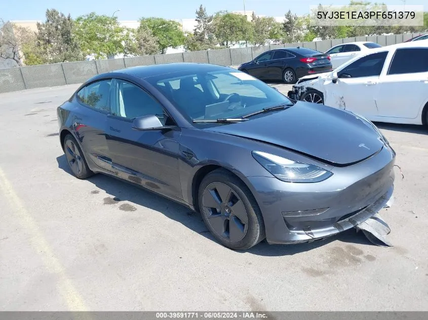 5YJ3E1EA3PF651379 2023 Tesla Model 3 Rear-Wheel Drive