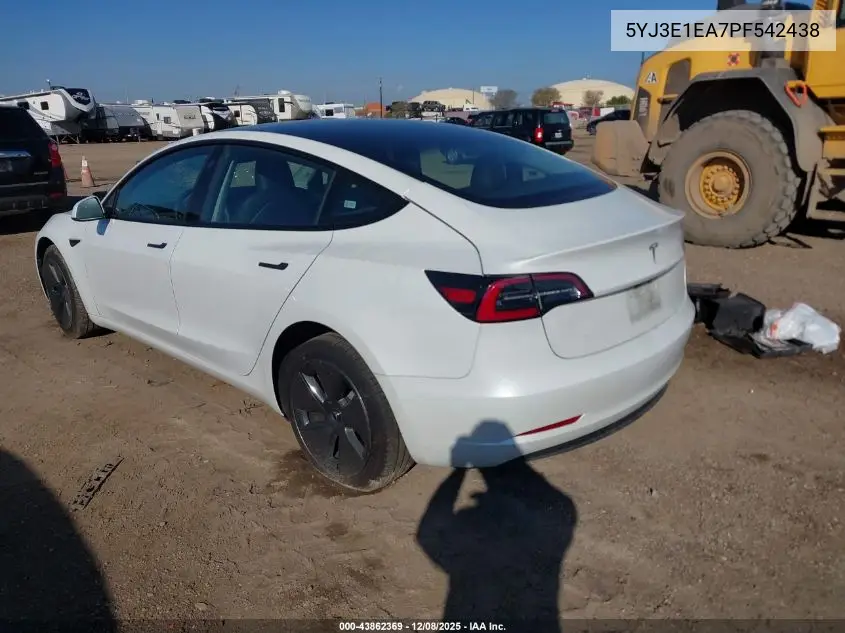 5YJ3E1EA7PF542438 2023 Tesla Model 3 Rear-Wheel Drive