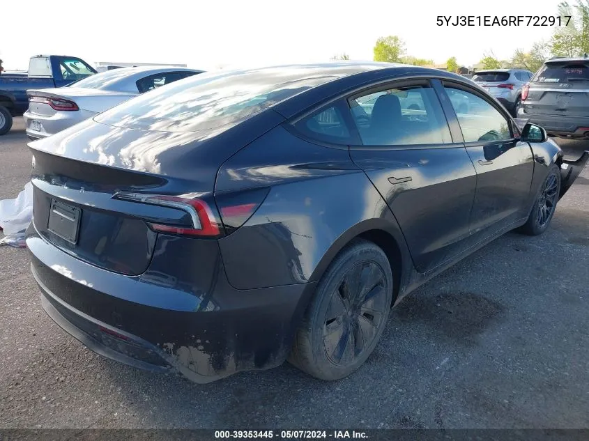 5YJ3E1EA6RF722917 2024 Tesla Model 3 Rear-Wheel Drive