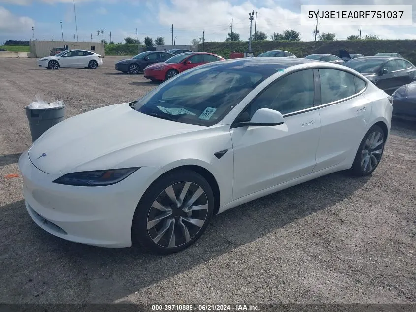 5YJ3E1EA0RF751037 2024 Tesla Model 3 Rear-Wheel Drive