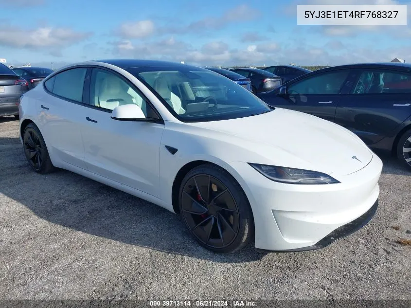 2024 Tesla Model 3 VIN: 5YJ3E1ET4RF768327 Lot: 39713114