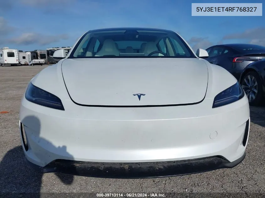 2024 Tesla Model 3 VIN: 5YJ3E1ET4RF768327 Lot: 39713114