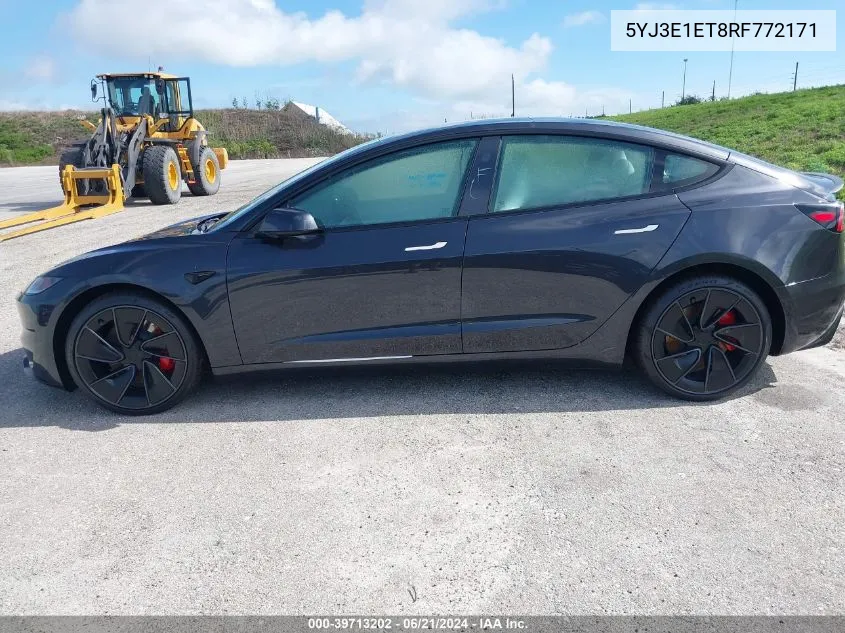 2024 Tesla Model 3 VIN: 5YJ3E1ET8RF772171 Lot: 39713202