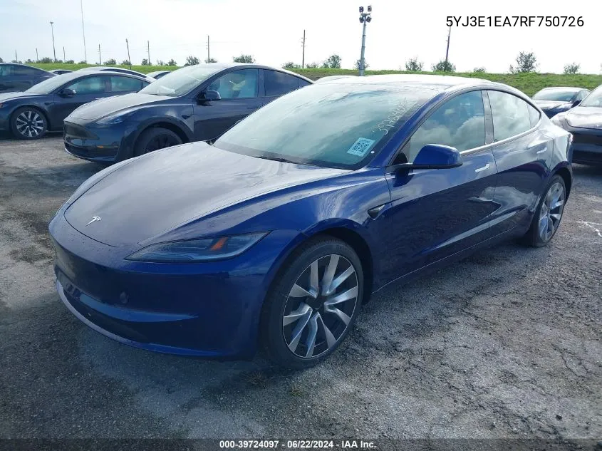 5YJ3E1EA7RF750726 2024 Tesla Model 3 Rear-Wheel Drive