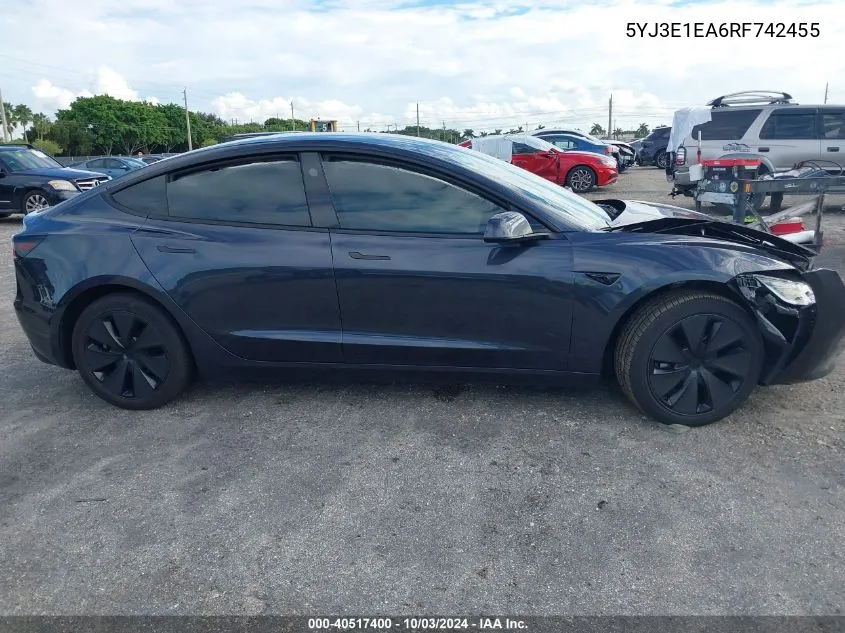 5YJ3E1EA6RF742455 2024 Tesla Model 3 Rear-Wheel Drive