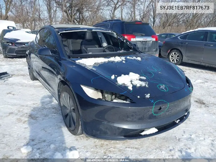 5YJ3E1EB7RF817673 2024 Tesla Model 3 Long Range Dual Motor All-Wheel Drive