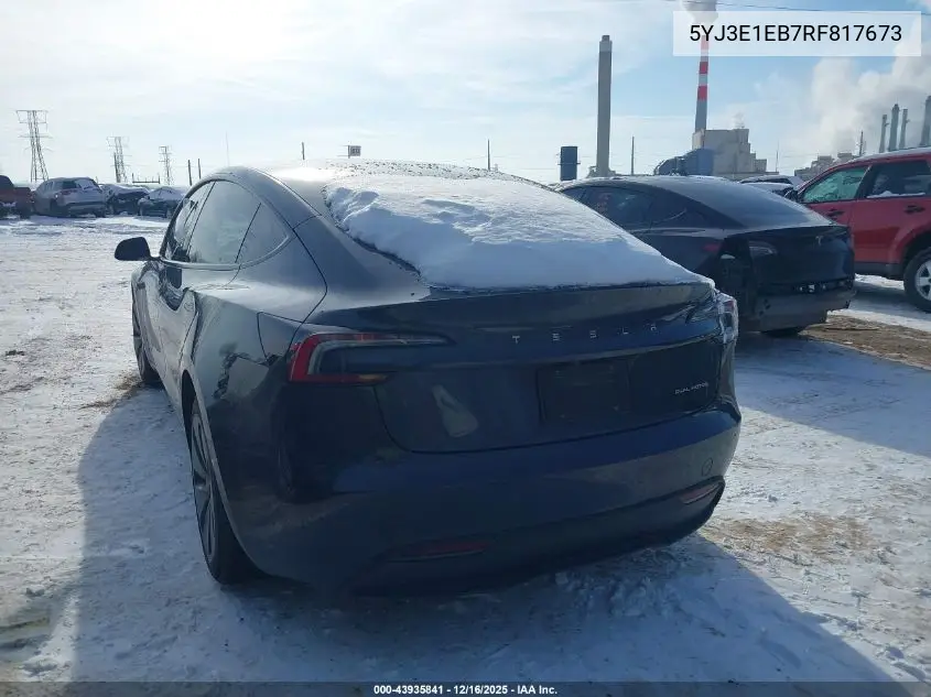 5YJ3E1EB7RF817673 2024 Tesla Model 3 Long Range Dual Motor All-Wheel Drive