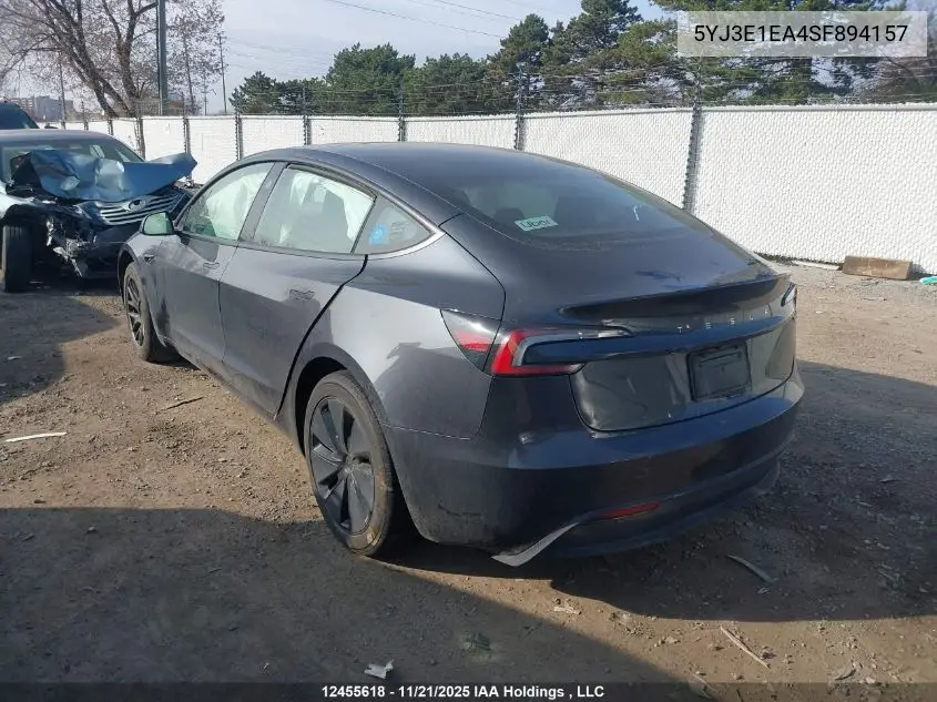 5YJ3E1EA4SF894157 2025 Tesla Model 3