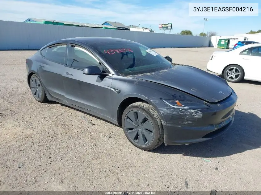 5YJ3E1EA5SF004216 2025 Tesla Model 3
