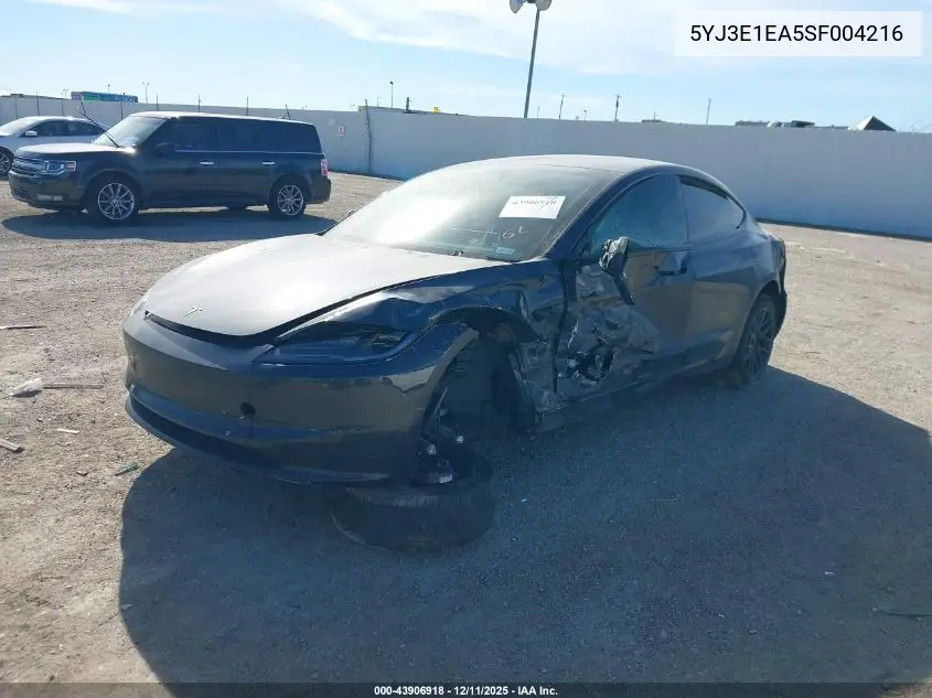 5YJ3E1EA5SF004216 2025 Tesla Model 3