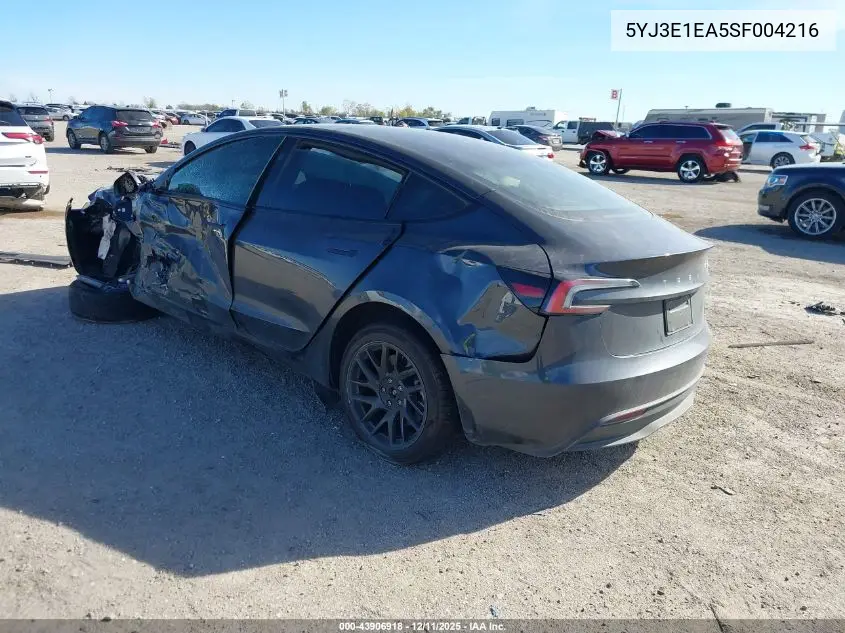 5YJ3E1EA5SF004216 2025 Tesla Model 3