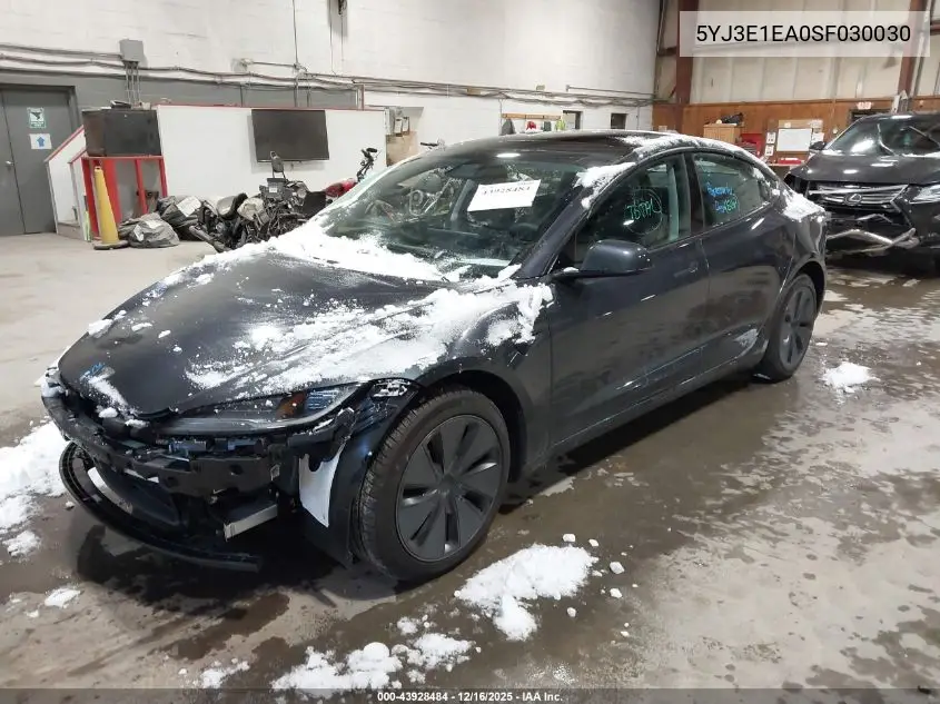 5YJ3E1EA0SF030030 2025 Tesla Model 3 Long Range Rear-Wheel Drive