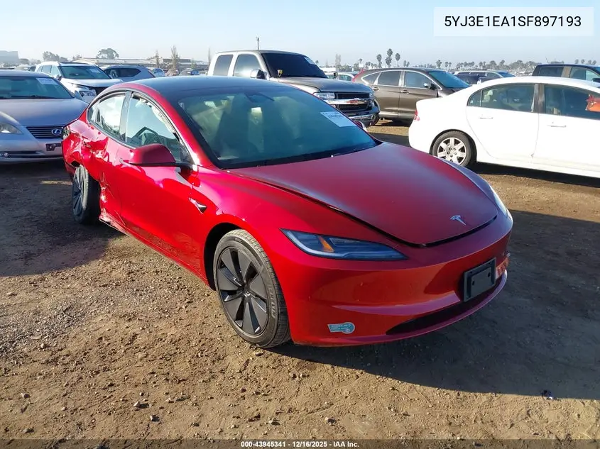 5YJ3E1EA1SF897193 2025 Tesla Model 3 Long Range Rear-Wheel Drive/Standard Rear-Wheel Drive