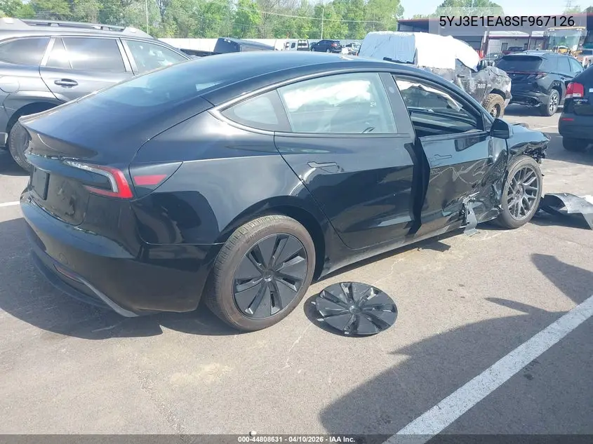 5YJ3E1EA8SF967126 2025 Tesla Model 3 Long Range Rear-Wheel Drive/Standard Rear-Wheel Drive