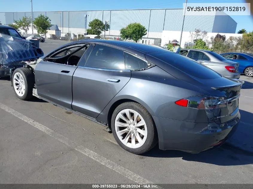 2016 Tesla Model S VIN: 5YJSA1E19GF152819 Lot: 39755023