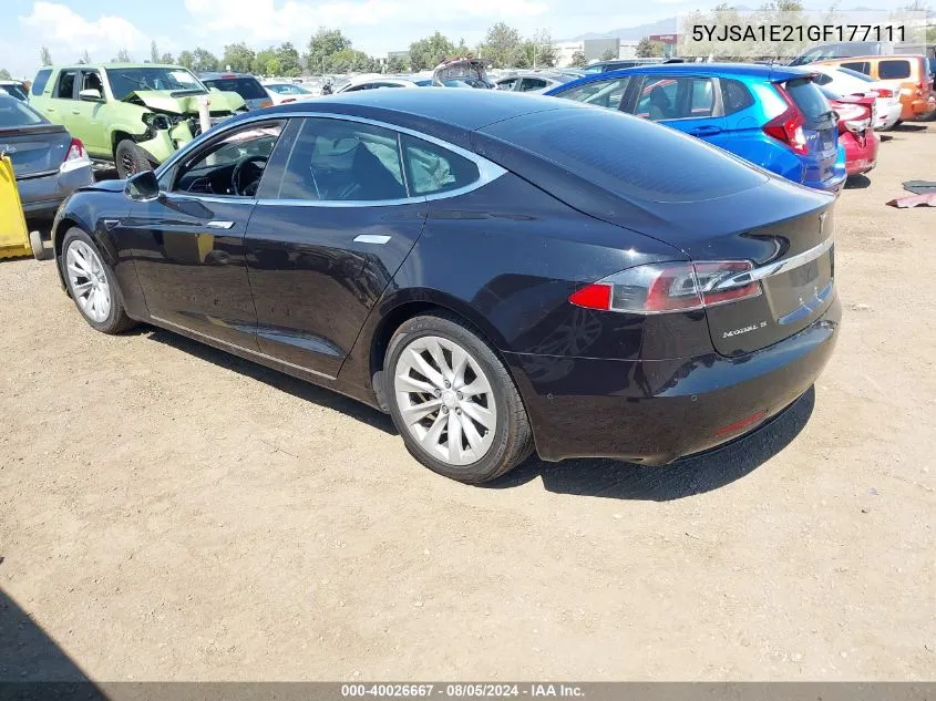 2016 Tesla Model S 60D/70D/75D/85D/90D VIN: 5YJSA1E21GF177111 Lot: 40026667