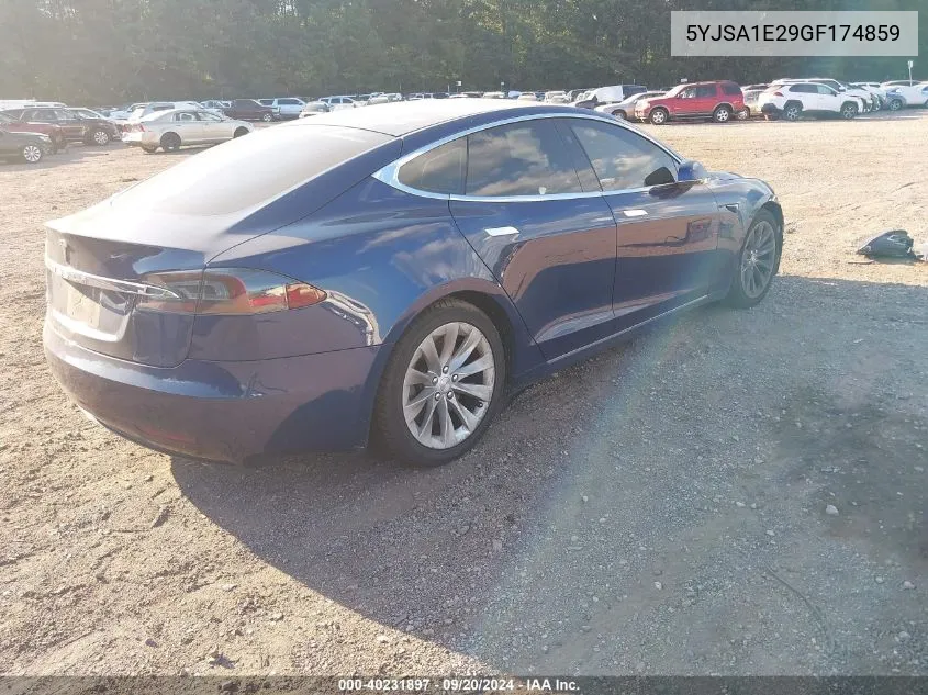 2016 Tesla Model S VIN: 5YJSA1E29GF174859 Lot: 40231897