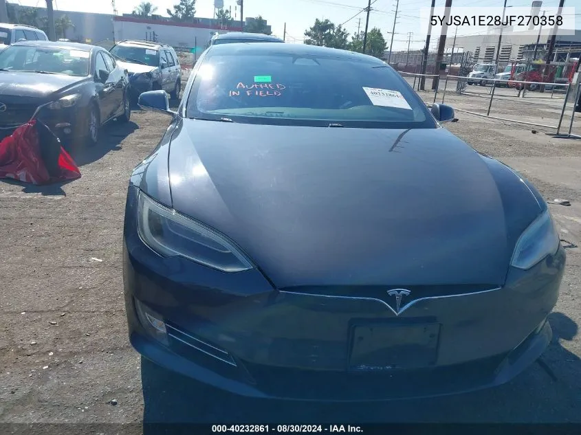 2018 Tesla Model S 100D/75D/P100D VIN: 5YJSA1E28JF270358 Lot: 40232861