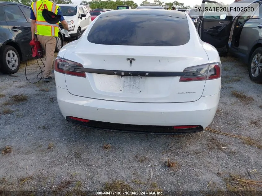 5YJSA1E20LF402550 2020 Tesla Model S Long Range Dual Motor All-Wheel Drive/Long Range Plus Dual Motor All-Wheel Drive