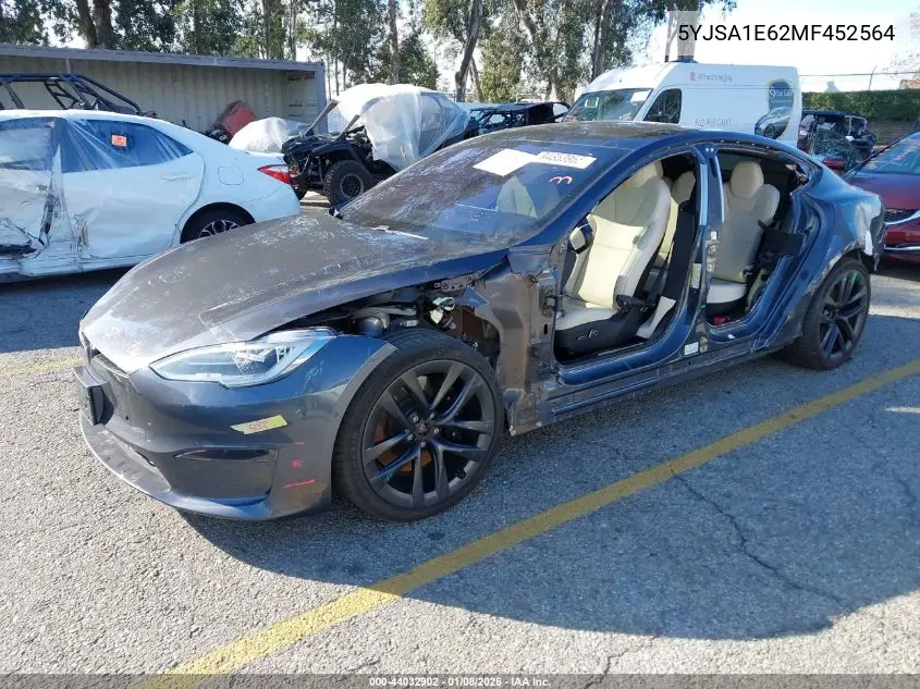5YJSA1E62MF452564 2021 Tesla Model S Plaid Tri Motor All-Wheel Drive