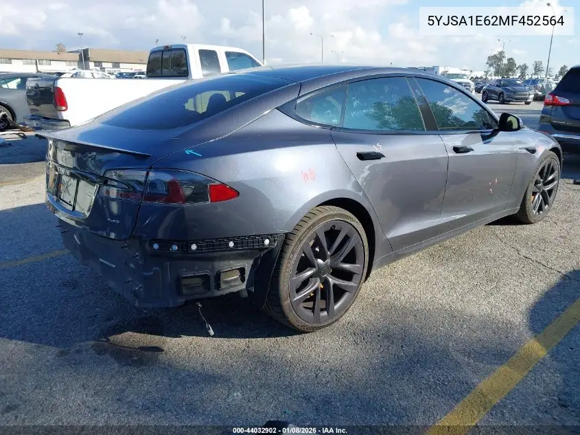 5YJSA1E62MF452564 2021 Tesla Model S Plaid Tri Motor All-Wheel Drive