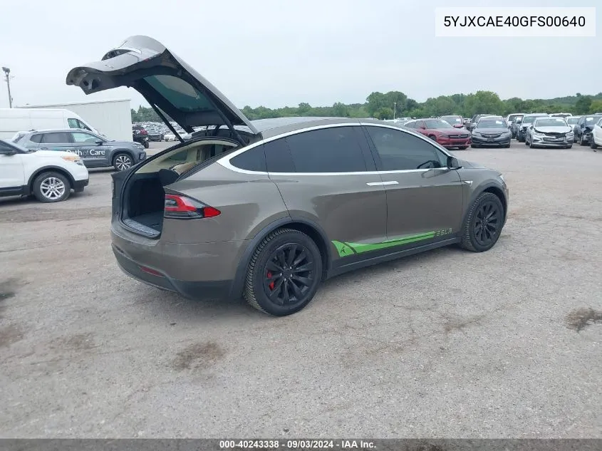 5YJXCAE40GFS00640 2016 Tesla Model X 60D/P100D/P90D