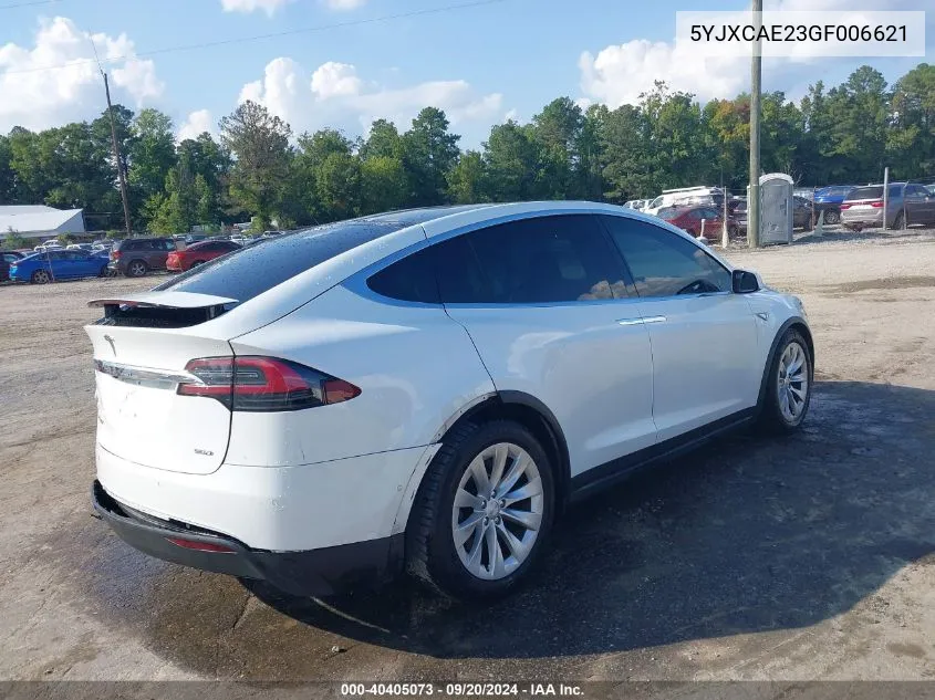 2016 Tesla Model X 60D/70D/75D/90D VIN: 5YJXCAE23GF006621 Lot: 40405073