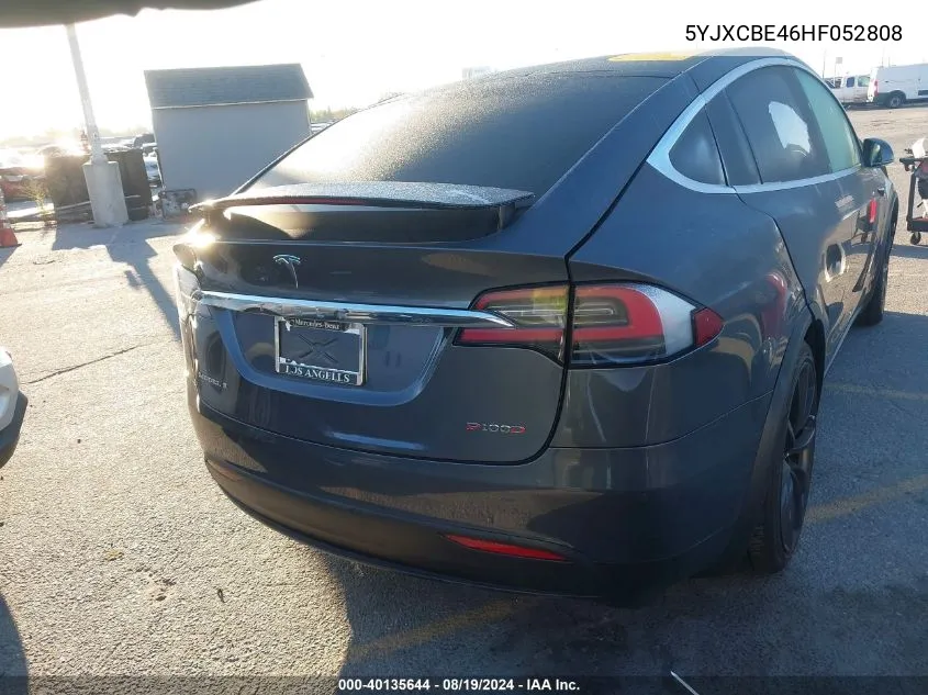 2017 Tesla Model X P100D VIN: 5YJXCBE46HF052808 Lot: 40135644