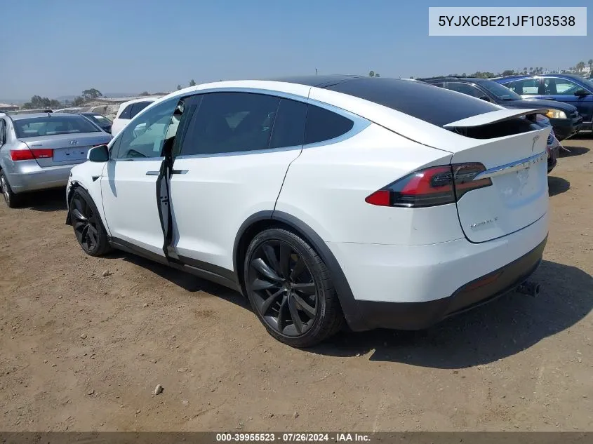 2018 Tesla Model X VIN: 5YJXCBE21JF103538 Lot: 39955523