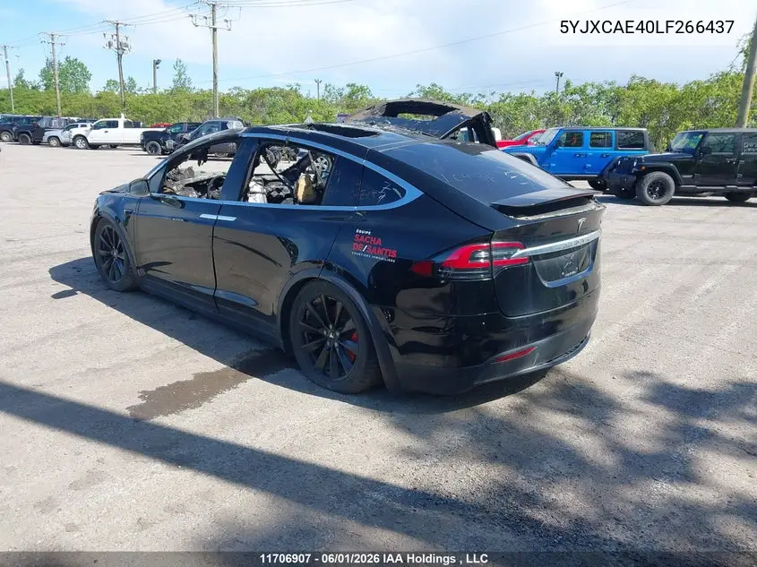2020 Tesla Model X VIN: 5YJXCAE40LF266437 Lot: 11706907