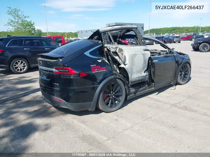 2020 Tesla Model X VIN: 5YJXCAE40LF266437 Lot: 11706907